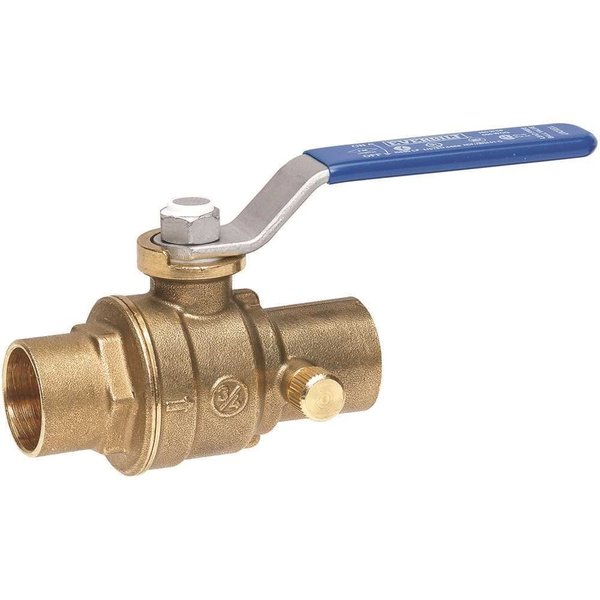 Everbilt 1/2 in. Brass Sweat x Sweat Ball and Waste Valve with Drain 119-4-12-EB